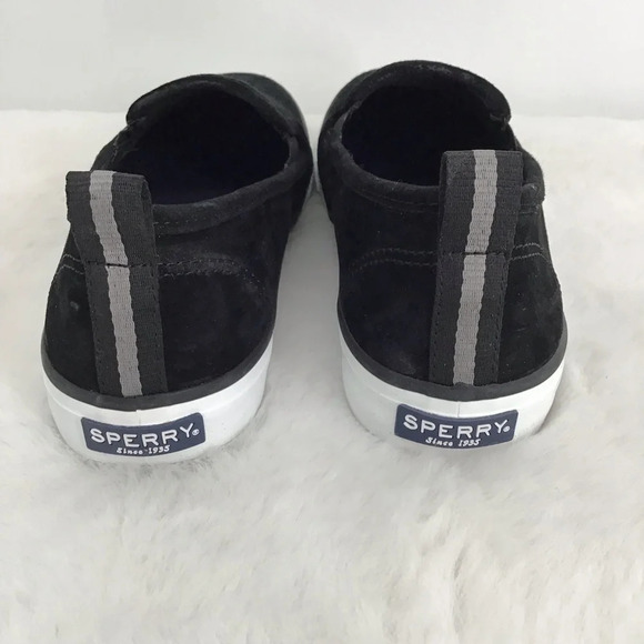 Sperry Women’s Seaside Quilted Emboss Suede Slip-On Sneaker NWOT Black Size 8 - Picture 6 of 11